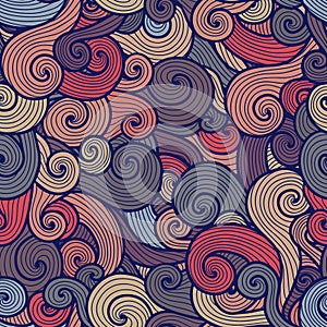 Seamless multicolor curly pattern in subdued colors photo