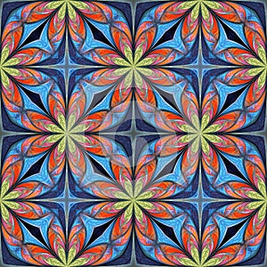Seamless multicolored flower pattern. You can use it for stained-glass window, tile, mosaic, ceramic, notebook covers, phone case