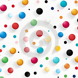 Seamless Multicolored Polka Dots On White Background