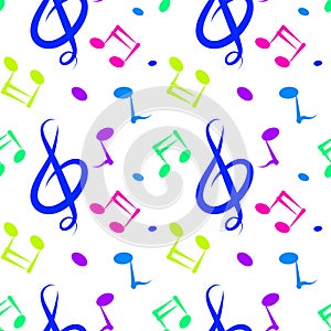 Seamless music background with colorful notes