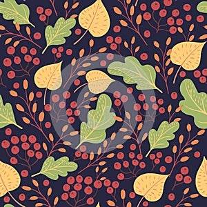 Seamless natural autumn pattern