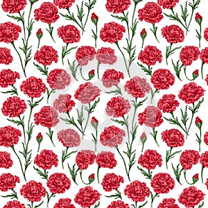 Seamless natural floral pattern with twigs and leaves