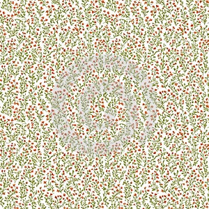 Seamless natural plant pattern with leaves