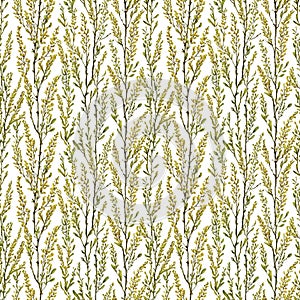 Seamless natural plant pattern with leaves