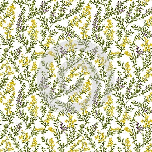 Seamless natural plant pattern with leaves