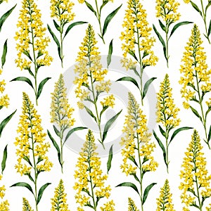 Seamless natural plant pattern with leaves