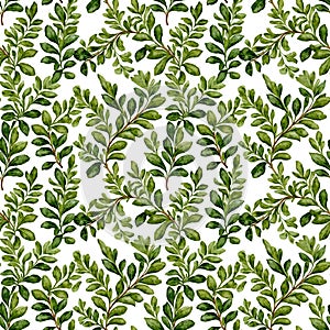 Seamless natural plant pattern with leaves