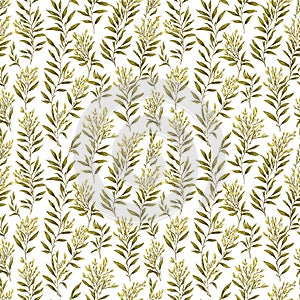 Seamless natural plant pattern with leaves