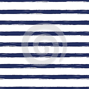 Seamless nautical pattern with hand painted brush strokes, striped background