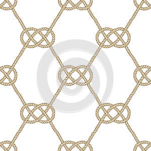 Seamless nautical rope pattern. Carrick Bend knot