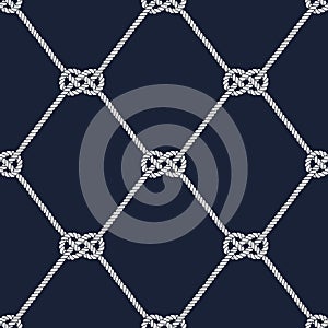Seamless nautical rope pattern. Carrick Bend knot