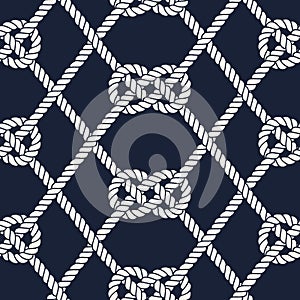 Seamless nautical rope pattern. Carrick Bend knot