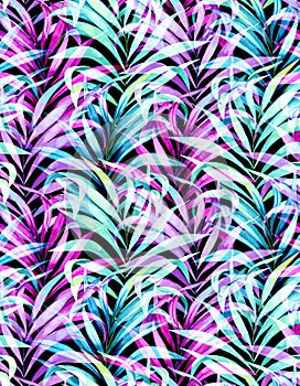 Seamless neon palm pattern