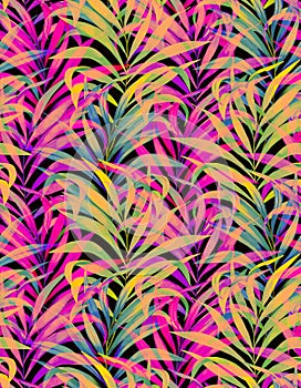 Seamless neon palm pattern