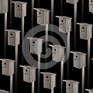 Seamless nest box background on black