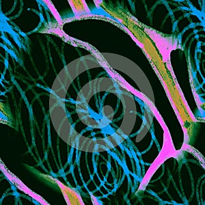 Seamless Neuron Cell. Fantasy Swirled Print. Human Neuron Cell. Topographic Ornate Sketch. Network Fractal Artwork. Psychedelic