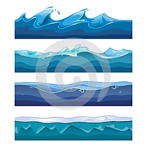 Seamless ocean, sea, water waves vector