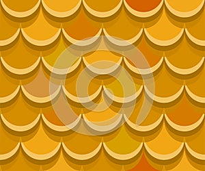 Seamless ocher clay roof tiles. Vector pattern