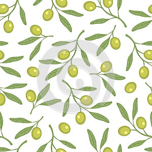 Seamless olive pattern. olive branch. A simple pattern. Vector.