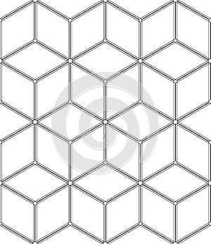 Seamless op art geometric pattern. 3D illusion. White isometric background and texture