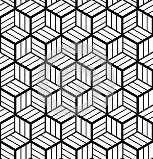 Seamless op art geometric pattern. 3D illusion