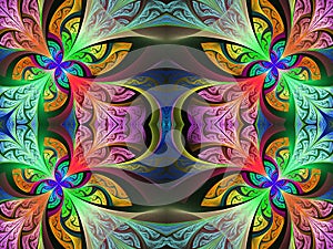 Multicolored flower pattern in stained-glass window style. You can use it for invitations, notebook covers, phone case, postcards