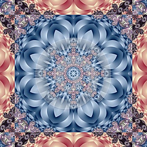 Fabulous fractal background with spiral and petals ornament. You can use it for invitations, notebook covers, phone case, postcard