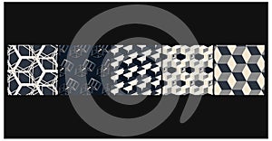 Optical 3D Cube Patterns Modern Business and Packaging Seamless Pattern All in one Bundle photo