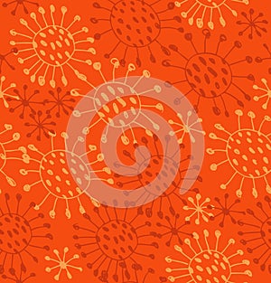 Seamless orange abstract pattern. Endless decorative hand drawn background