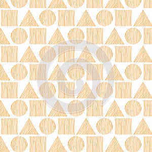 Seamless orange triangle, cicle and square hand drawn a pattern photo