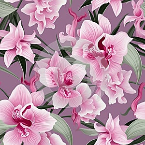 Seamless orchid pattern for greeting card