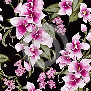Seamless orchid pattern for packaging