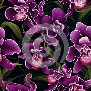 Seamless orchid pattern for packaging mockup