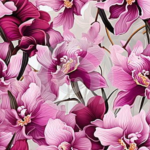 Seamless orchid pattern for packaging mockup