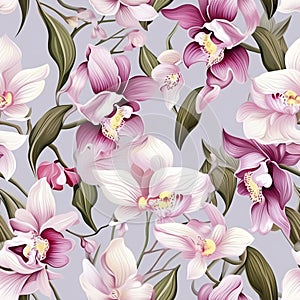 Seamless orchid pattern for wallpaper mural