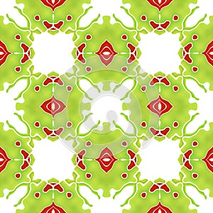 Seamless organic colorful abstract mosaic green pattern making g