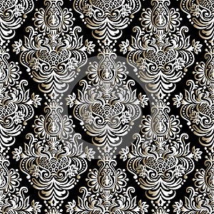 Seamless oriental pattern. Damask wallpaper. Vector vintage floral seamless pattern element.