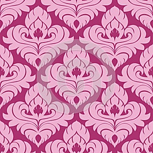 Seamless ornamental pink damask Wallpaper