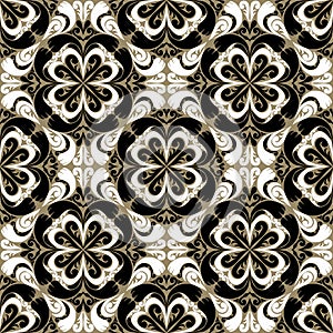 Seamless ornamental Wallpaper with black-white Ornament.
