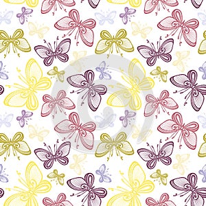 Seamless Ornate Floral Pattern with Butterflies