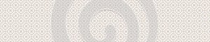 Seamless ornate medallion border pattern in french cream linen shabby chic style. Hand drawn floral damask bordure. Old