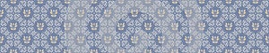 Seamless ornate medallion border pattern in french cream linen shabby chic style. Hand drawn floral damask bordure. Old