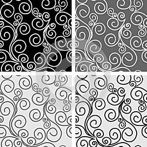 Seamless ornate Patterns with Swirls - set