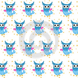seamless owl fish pattern vector illustration photo