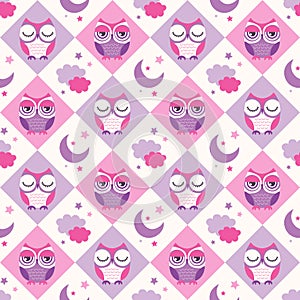 Seamless owls birds bedroom background