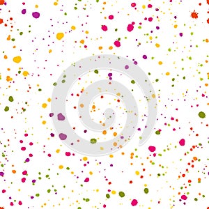Seamless paint background with drops and splashes, bright watercolor pattern