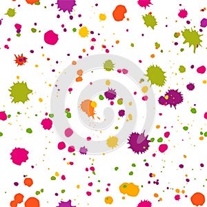 Seamless paint background with drops and splashes, bright watercolor pattern