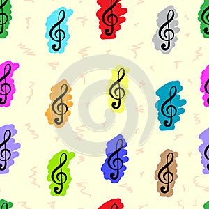 Seamless painted treble clefs