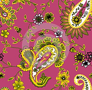 Seamless paisley abstract Patchwork elegant ornament pattern, fabric textile printing.