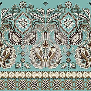 Seamless Paisley background, floral pattern. Colorful ornamental background. Indian ornament. Beautiful Indian ornament